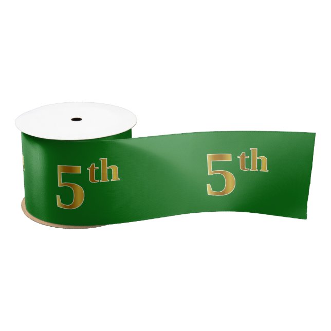 Lazo De Raso Faux/Imitation Gold "5th" Event Number (Verde) (Carrete)