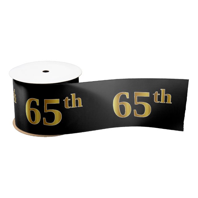 Lazo De Raso Faux/Imitation Gold "65th" Event Number (Negro) (Carrete)