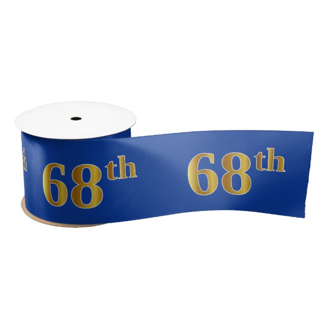 Lazo De Raso Faux/Imitation Gold "68th" Event Number (Azul) (Carrete)