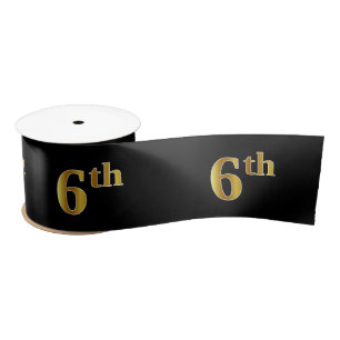 Lazo De Raso Faux/Imitation Gold "6th" Event Number (Negro)