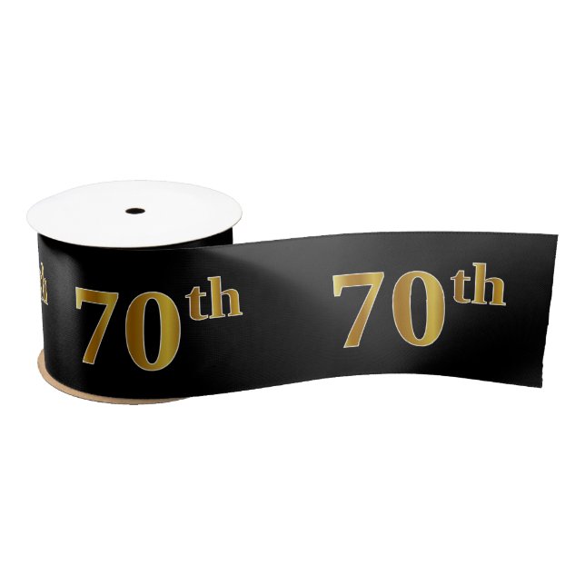 Lazo De Raso Faux/Imitation Gold "70th" Event Number (Negro) (Carrete)