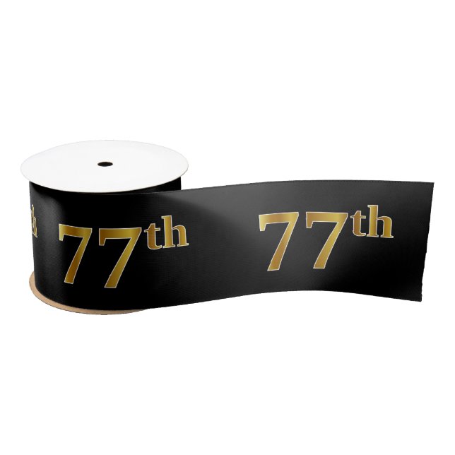 Lazo De Raso Faux/Imitation Gold "77th" Event Number (Negro) (Carrete)