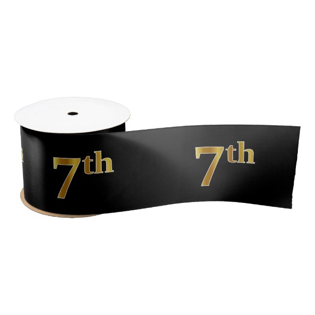 Lazo De Raso Faux/Imitation Gold "7th" Event Number (Negro) (Carrete)