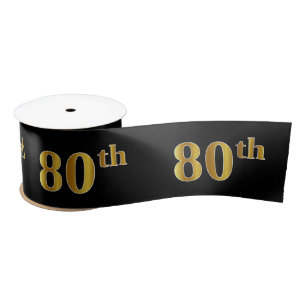 Lazo De Raso Faux/Imitation Gold "80th" Event Number (Negro)
