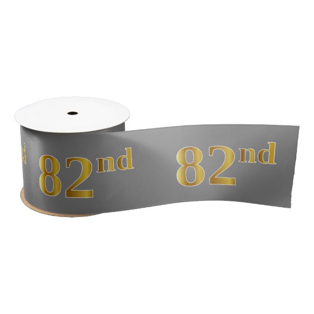 Lazo De Raso Faux/Imitation Gold "82nd" Event Number (Gris) (Carrete)