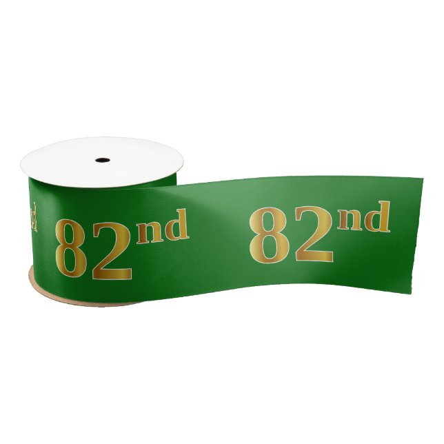 Lazo De Raso Faux/Imitation Gold "82nd" Event Number (Verde) (Carrete)