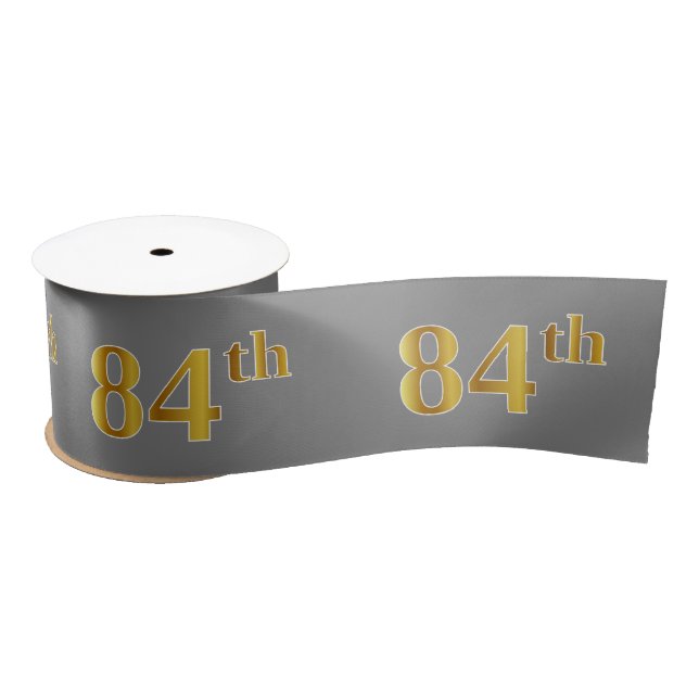 Lazo De Raso Faux/Imitation Gold "84th" Event Number (Gris) (Carrete)