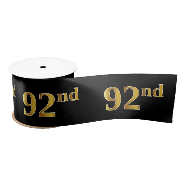 Lazo De Raso Faux/Imitation Gold "92nd" Event Number (Negro) (Carrete)