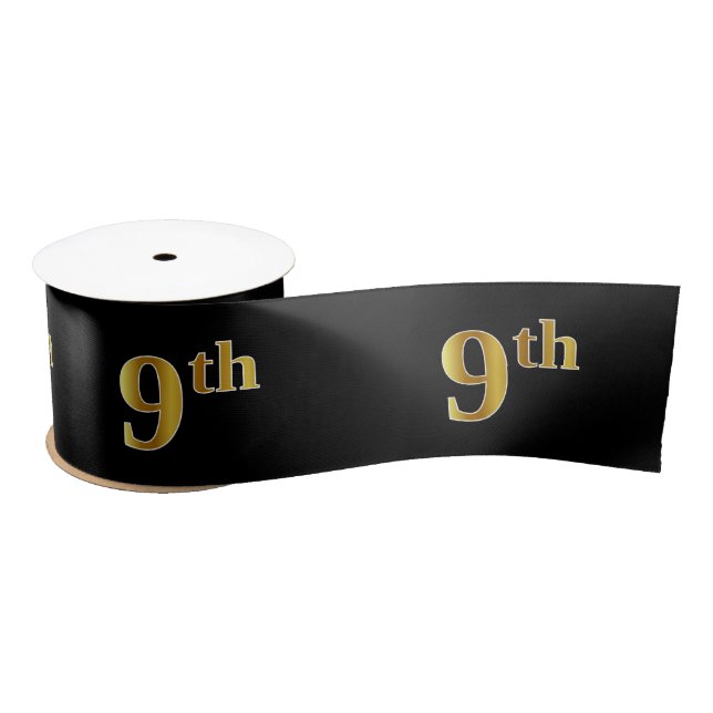 Lazo De Raso Faux/Imitation Gold "9th" Event Number (Negro) (Carrete)