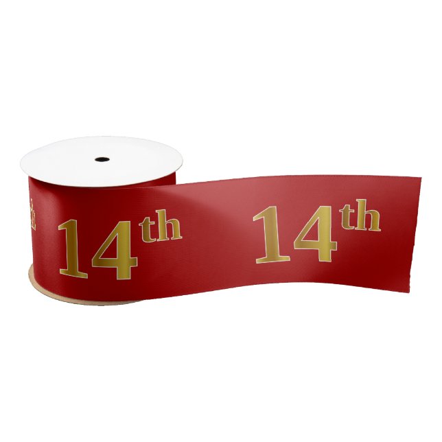 Lazo De Raso Faux/Imitation Gold Look "14th" Event Number (Red) (Carrete)