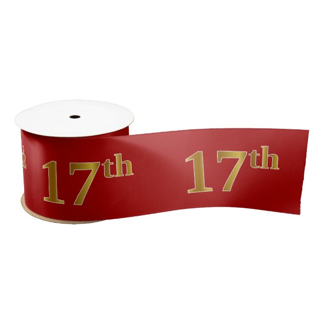 Lazo De Raso Faux/Imitation Gold Look "17th" Event Number (Red) (Carrete)