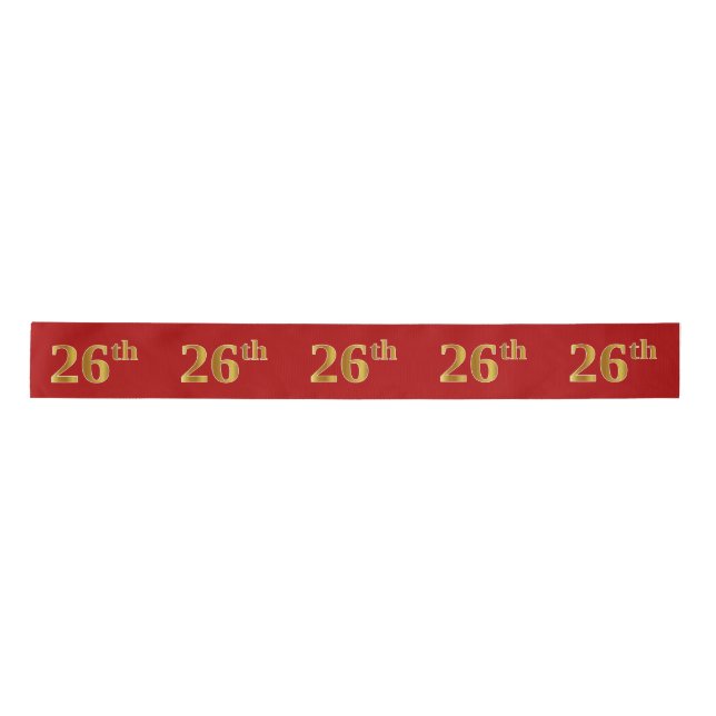 Lazo De Raso Faux/Imitation Gold Look "26th" Event Number (Red) (Anverso)