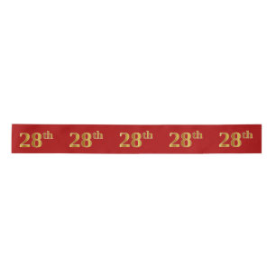 Lazo De Raso Faux/Imitation Gold Look "28th" Event Number (Red)