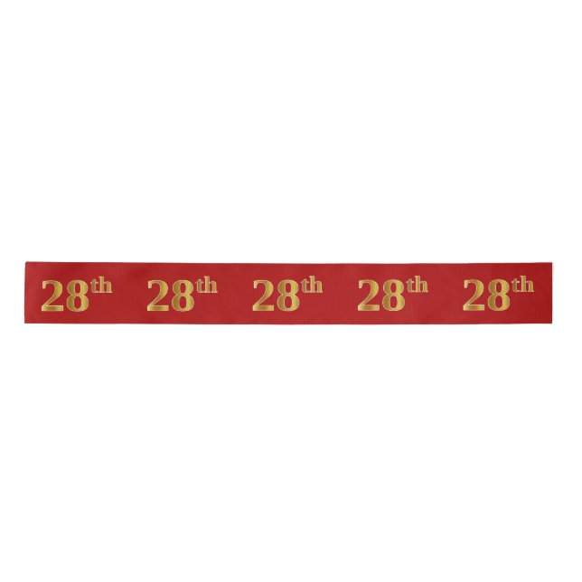 Lazo De Raso Faux/Imitation Gold Look "28th" Event Number (Red) (Anverso)