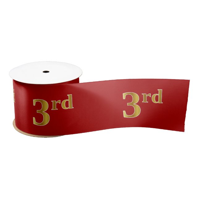 Lazo De Raso Faux/Imitation Gold Look "3rd" Event Number (Red) (Carrete)