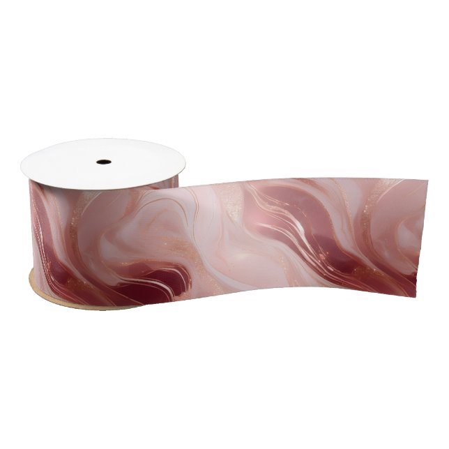 Lazo De Raso Faux Rosa Gold y Purpurina Marble (Carrete)