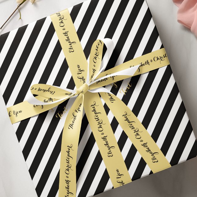 Lazo De Raso Favor de la boda de Novia Groom Personalizado (Personalized Thank You Bride Groom Wedding Favor Satin Ribbon)