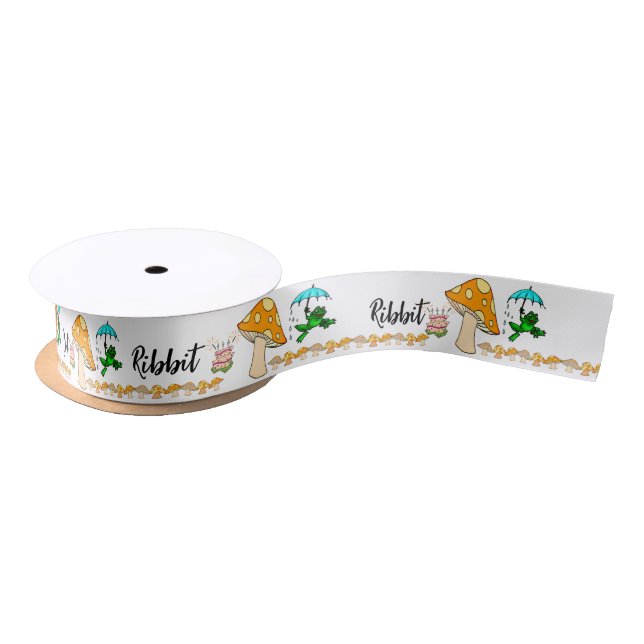 Lazo De Raso Felices cumpleaños Ribit Frog Mushroom Froting Sat (Carrete)
