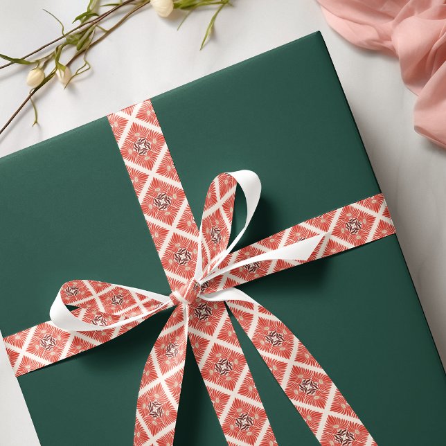 Lazo De Raso Felices fiestas Navidades florales rojas audaces (Subido por el creador)
