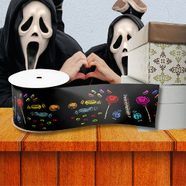 Lazo De Raso Felices Lollipops y Patrón de Candy de Halloween,