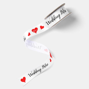 Lazo De Raso Felicidad de Boda Rojo Corazones Amor 1,5"