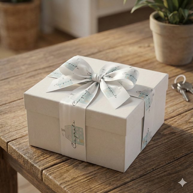 Lazo De Raso Felicitaciones En Su Nueva Cinta De Inicio (Celebrate a new home owner with this thoughtful, "Congrats" ribbon! )