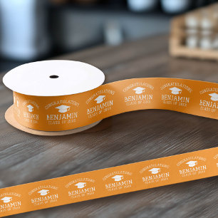 Lazo De Raso Felicitaciones Graduado Naranja Negro