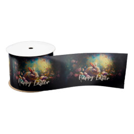 Lazo De Raso Feliz Conejo de Pascua con huevos de Pascua