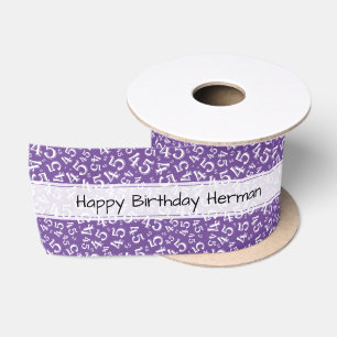 Lazo De Raso Feliz Cumpleaños 45 Patrón de Número Morado/Blanco