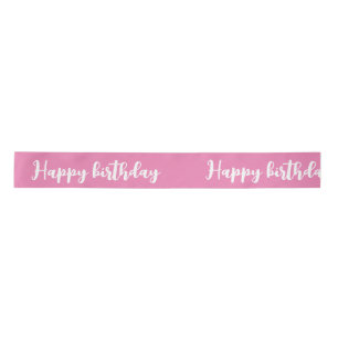 Lazo De Raso "feliz cumpleaños" color rosa