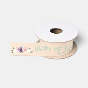 Lazo De Raso Feliz Día de las Madres - Guirnaldas de flores en