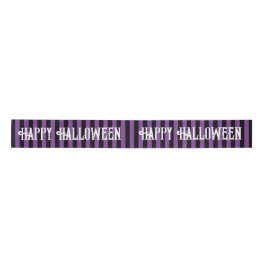 Lazo De Raso Feliz Halloween Purple Black Witch Stripes