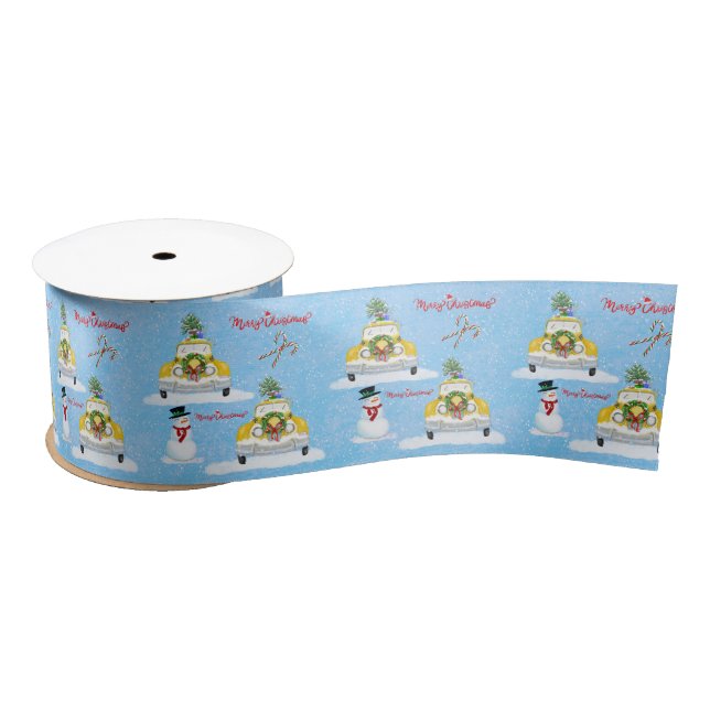 Lazo De Raso Feliz Navidad 1950 New York Yellow Cab Pattern (Carrete)