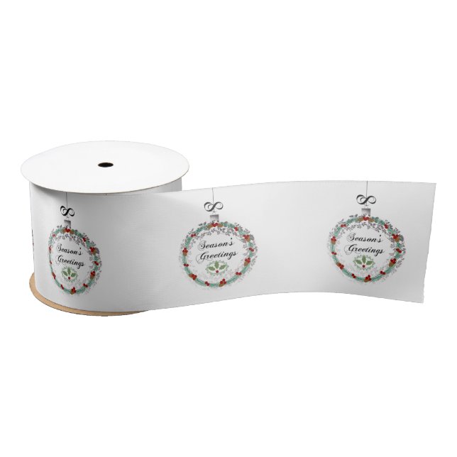 Lazo De Raso Feliz Navidad Bauble Ribbon (Carrete)