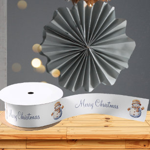 Lazo De Raso Feliz Navidad Dulce Muñeco de Nieve
