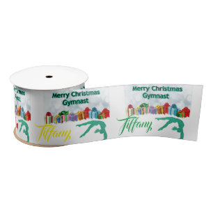 Lazo De Raso Feliz Navidad Gimnast Navidades Bow con nombre