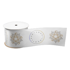 Lazo De Raso Feliz Navidad Gold & Silver Star & Round Logo