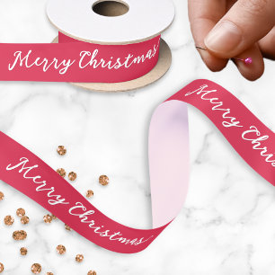 Lazo De Raso Feliz Navidad Letra Elegante Roja Fiesta Navideña