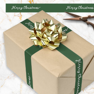 Lazo De Raso Feliz Navidad Letra Elegante Verde Festivo