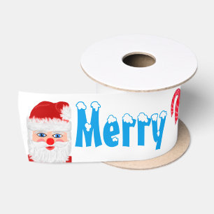 Lazo De Raso Feliz Navidad Nieve Santa Canas de Caramelo 3 PULG