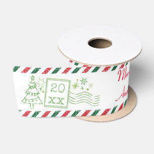 Lazo De Raso Feliz Navidad Personalizado con Brillo por Correo