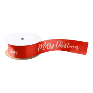 Lazo De Raso Feliz Navidad Rojo y Blanco Tradicional