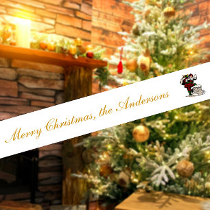 Lazo De Raso Feliz Navidad Santa Vintage Texto Personalizado No