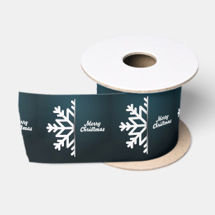 Lazo De Raso Feliz Navidad Snowflake Blue