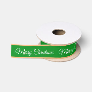 Lazo De Raso Feliz Navidad y Candopa Cinta Cinta Verde/Oro