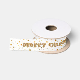 Lazo De Raso Feliz Navidad y estrellas doradas personalizadas