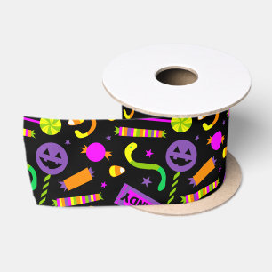 Lazo De Raso Feliz patrón de dulces de Halloween