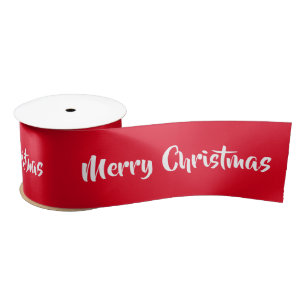 Lazo De Raso Feliz texto blanco de Navidad en cinta roja de sat