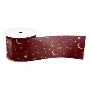 Lazo De Raso Festividad de Navidad Celestial Luna y Estrellas