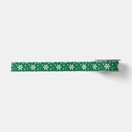Lazo De Raso Fiestas Navideñas Copos de Nieve Blancos Verdes